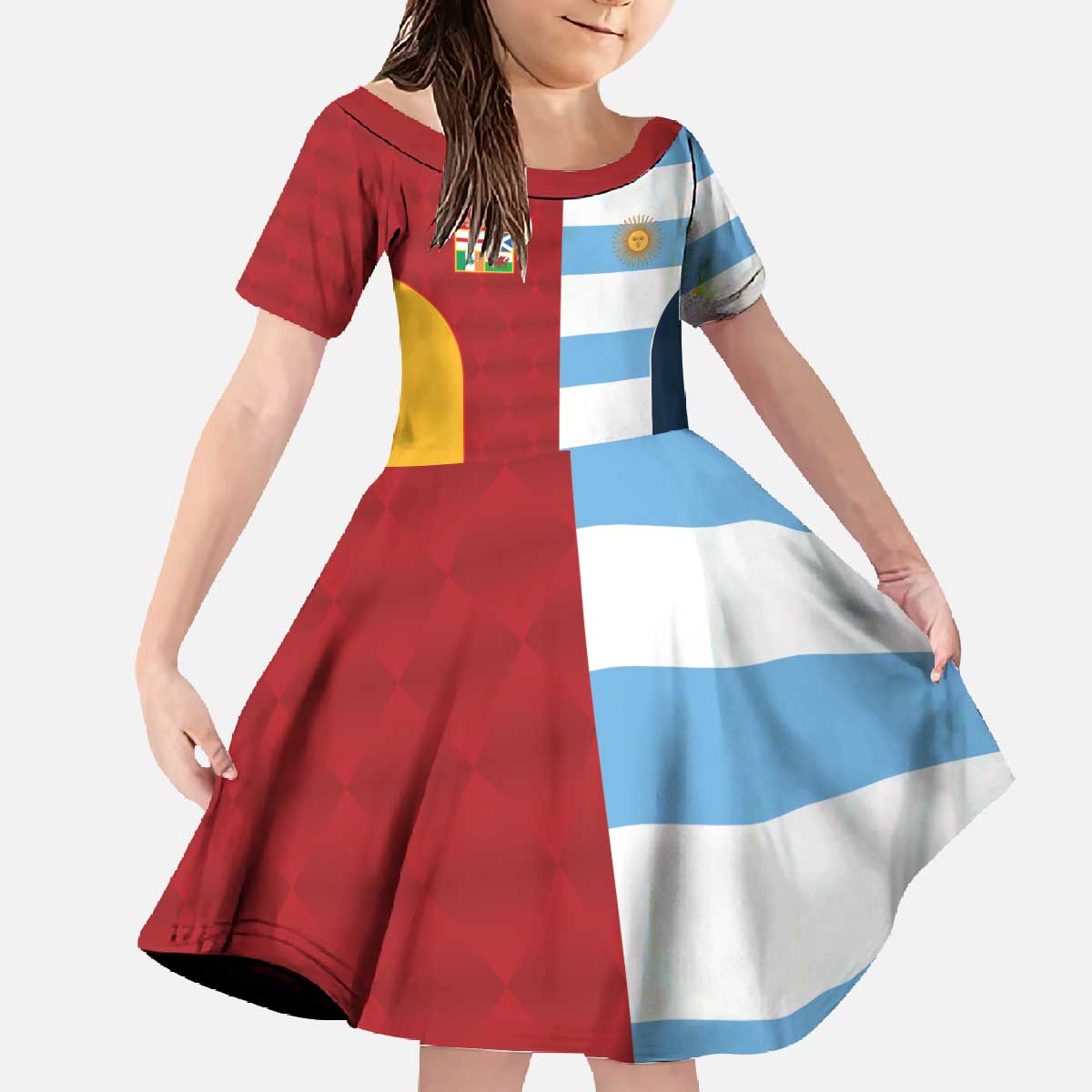 Custom British Lions-Argentina Family Matching Off The Shoulder Long Sleeve Dress and Hawaiian Shirt Sporty Style