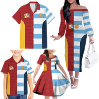 Custom British Lions-Argentina Family Matching Off The Shoulder Long Sleeve Dress and Hawaiian Shirt Sporty Style
