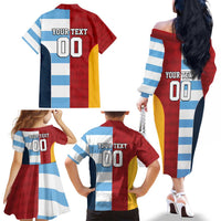 Custom British Lions-Argentina Family Matching Off The Shoulder Long Sleeve Dress and Hawaiian Shirt Sporty Style