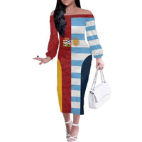 Custom British Lions-Argentina Family Matching Off The Shoulder Long Sleeve Dress and Hawaiian Shirt Sporty Style