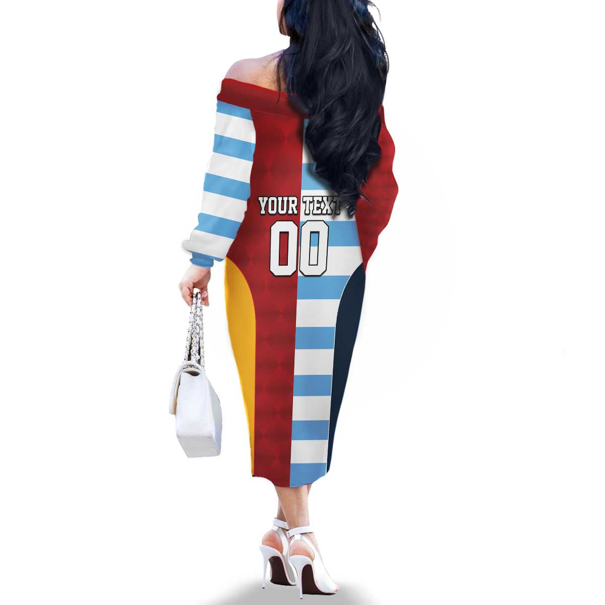 Custom British Lions-Argentina Family Matching Off The Shoulder Long Sleeve Dress and Hawaiian Shirt Sporty Style
