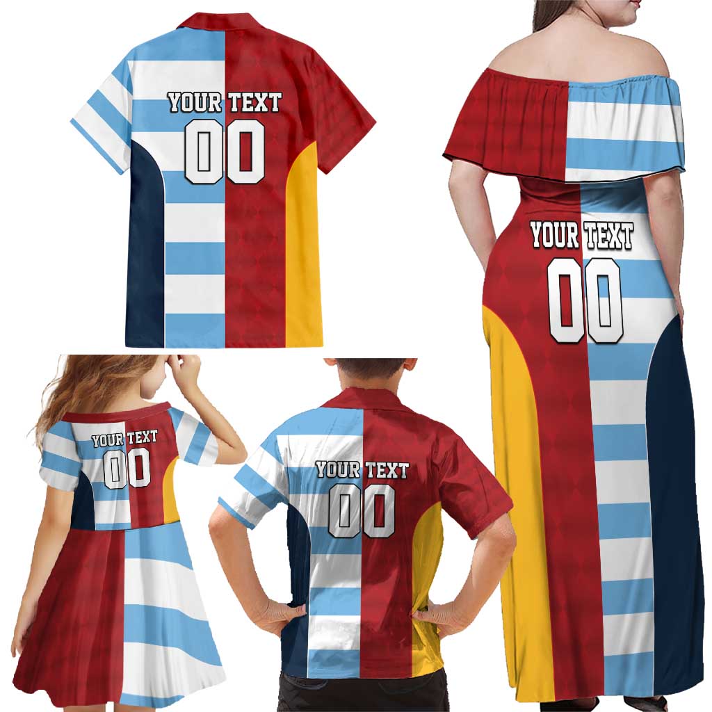 Custom British Lions-Argentina Family Matching Off Shoulder Maxi Dress and Hawaiian Shirt Sporty Style