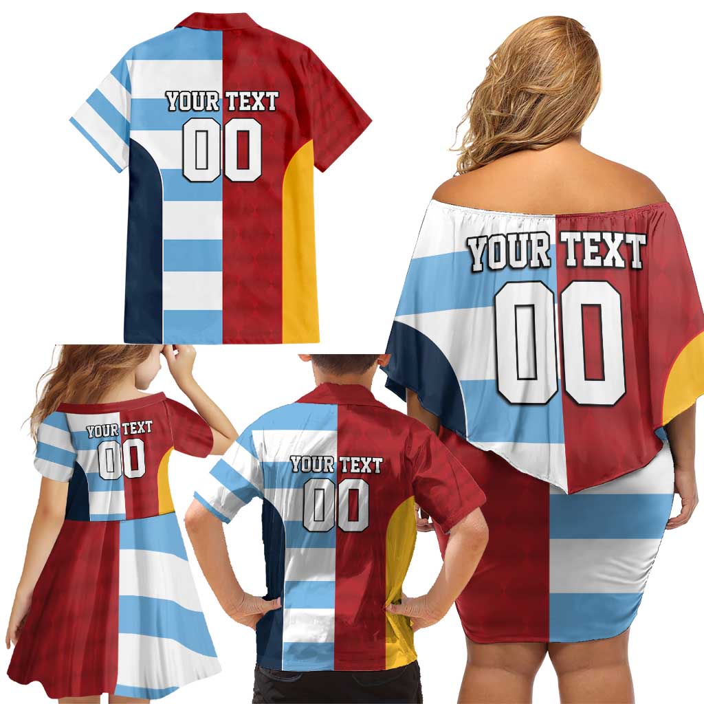 Custom British Lions-Argentina Family Matching Off Shoulder Short Dress and Hawaiian Shirt Sporty Style