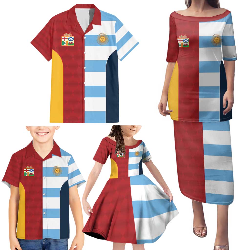 Custom British Lions-Argentina Family Matching Puletasi and Hawaiian Shirt Sporty Style