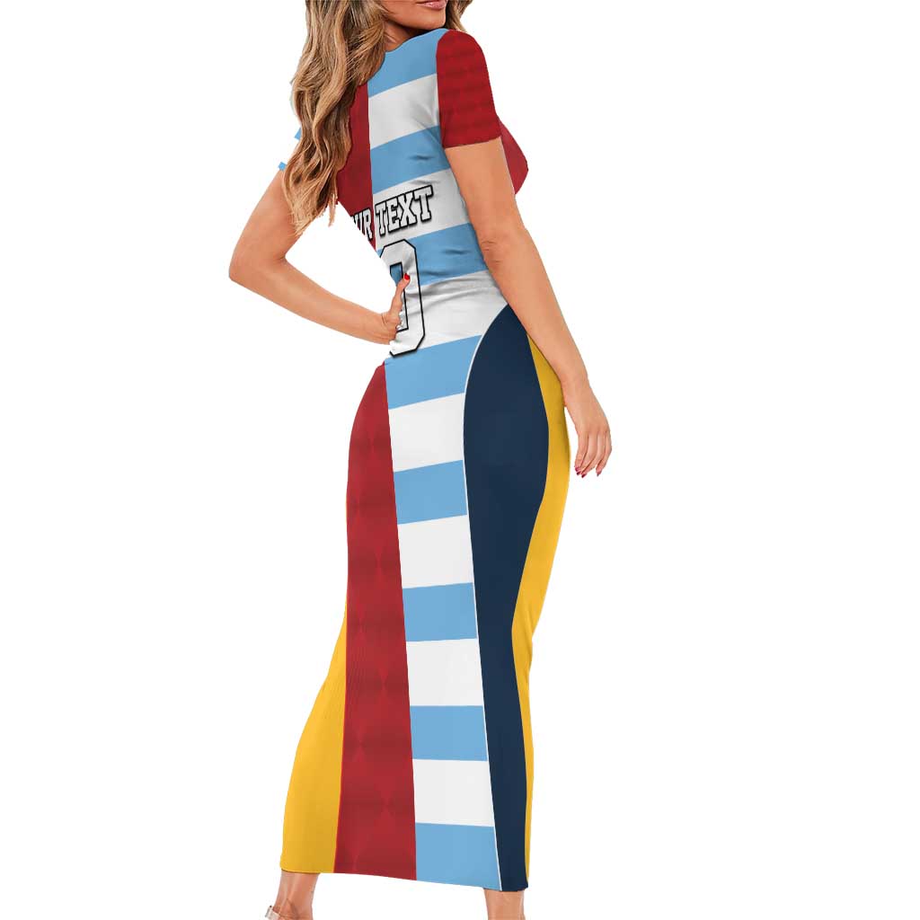 Custom British Lions-Argentina Family Matching Short Sleeve Bodycon Dress and Hawaiian Shirt Sporty Style