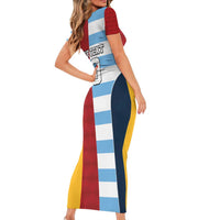 Custom British Lions-Argentina Family Matching Short Sleeve Bodycon Dress and Hawaiian Shirt Sporty Style