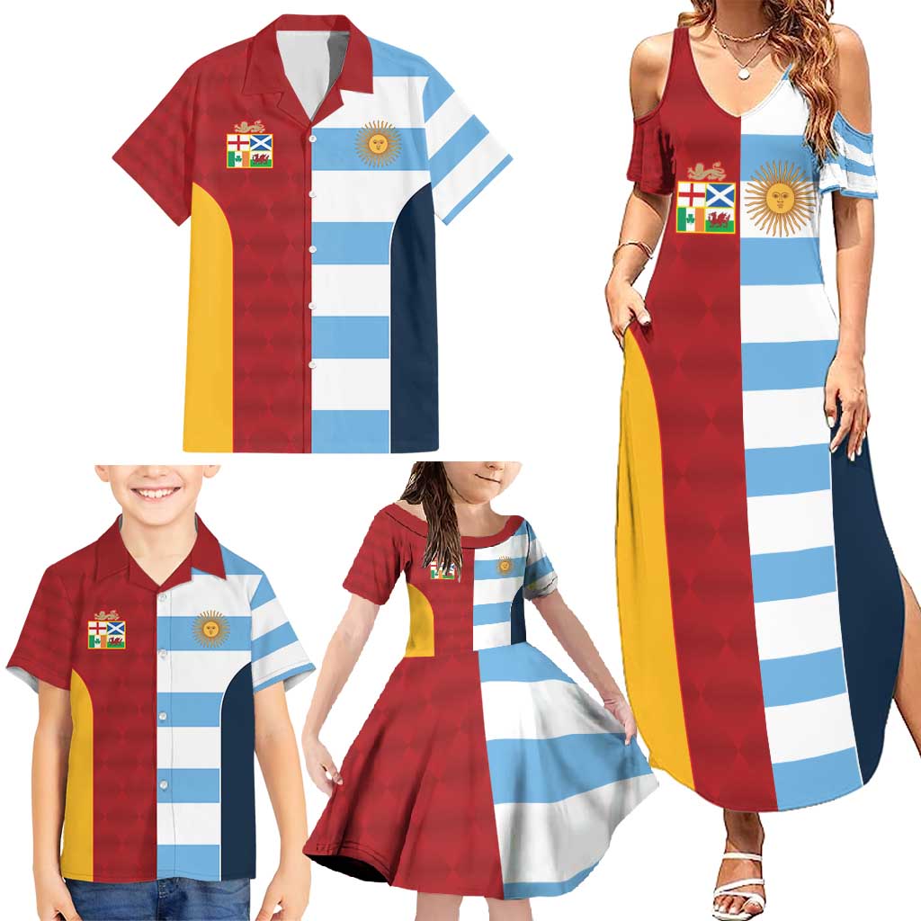 Custom British Lions-Argentina Family Matching Summer Maxi Dress and Hawaiian Shirt Sporty Style