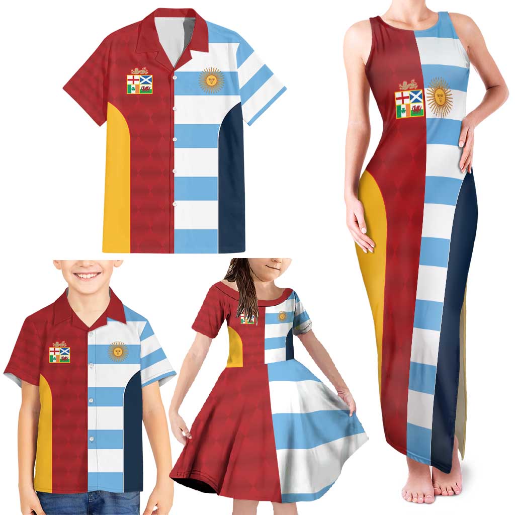 Custom British Lions-Argentina Family Matching Tank Maxi Dress and Hawaiian Shirt Sporty Style