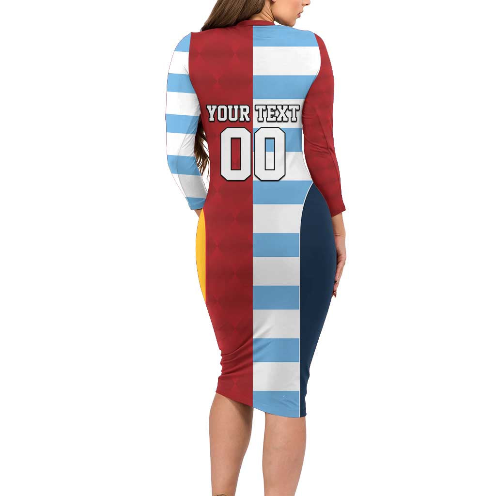 Custom British Lions-Argentina Long Sleeve Bodycon Dress Sporty Style