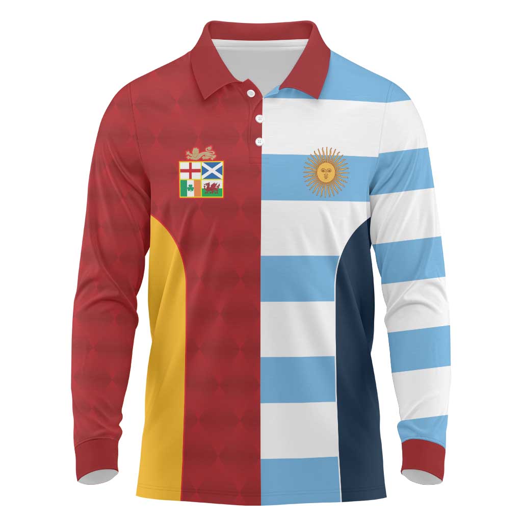 Custom British Lions-Argentina Long Sleeve Polo Shirt Sporty Style