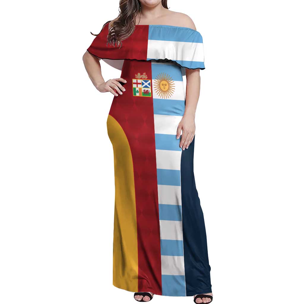 Custom British Lions-Argentina Off Shoulder Maxi Dress Sporty Style