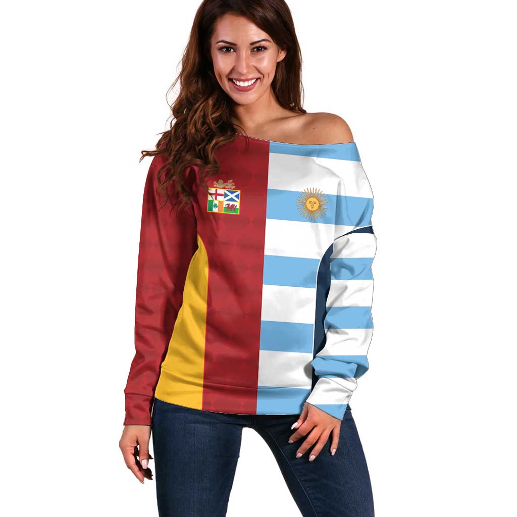 Custom British Lions-Argentina Off Shoulder Sweater Sporty Style