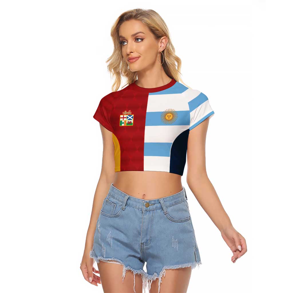 Custom British Lions-Argentina Raglan Cropped T Shirt Sporty Style