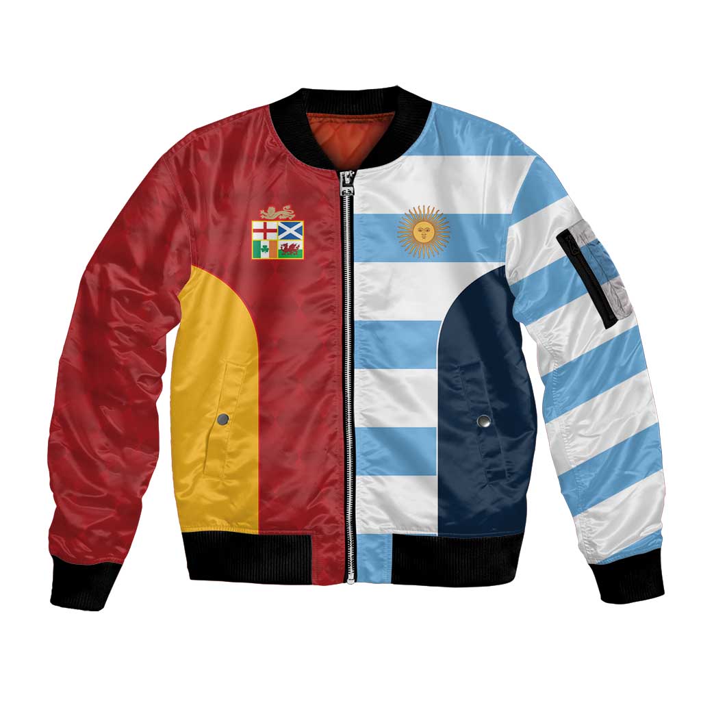 Custom British Lions-Argentina Sleeve Zip Bomber Jacket Sporty Style