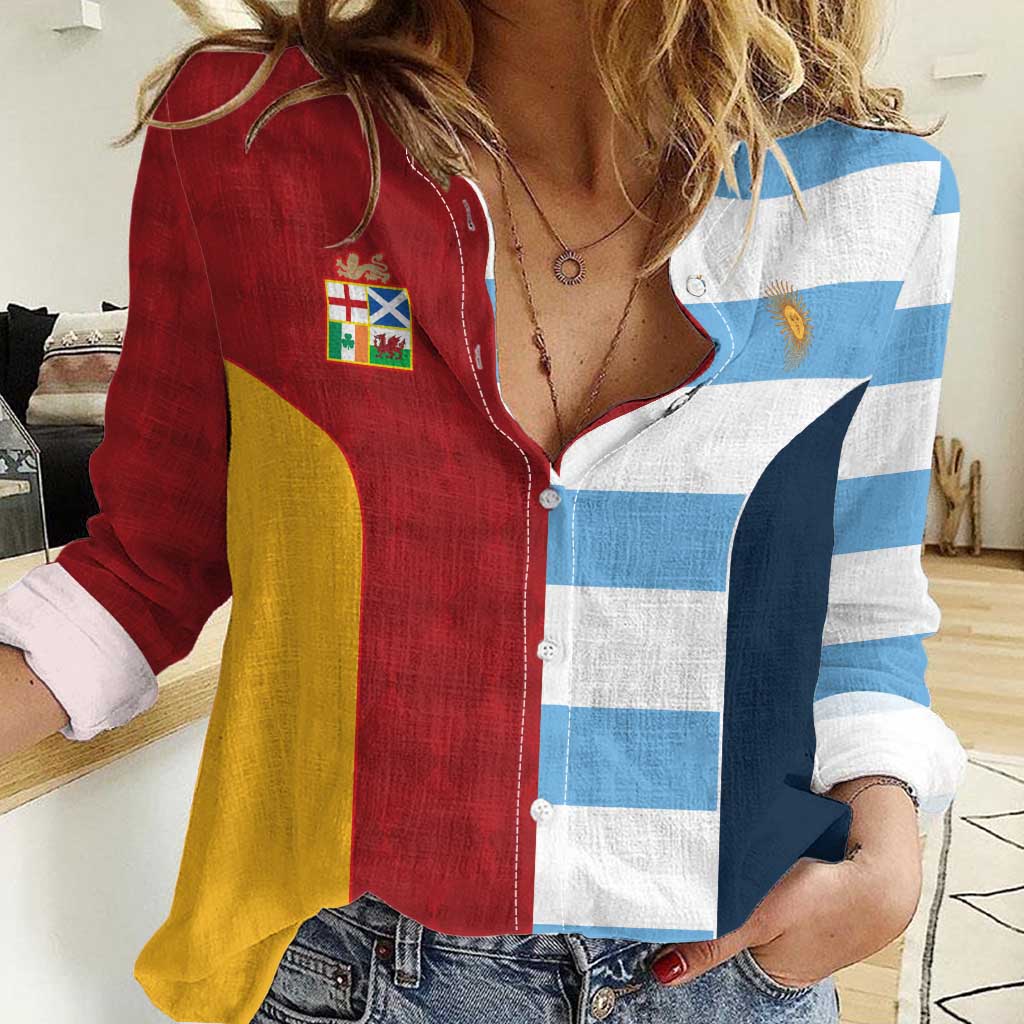 Custom British Lions-Argentina Women Casual Shirt Sporty Style