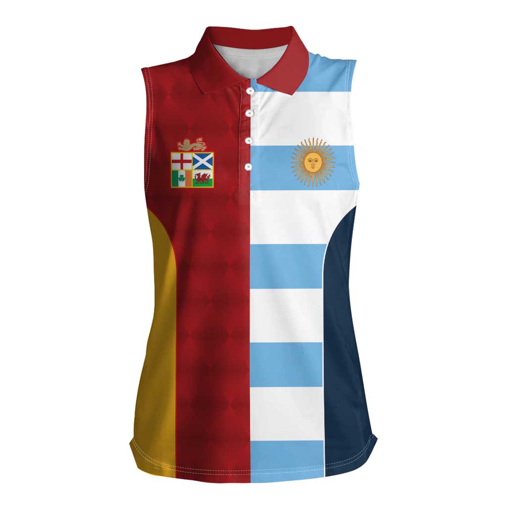 Custom British Lions-Argentina Women Sleeveless Polo Shirt Sporty Style