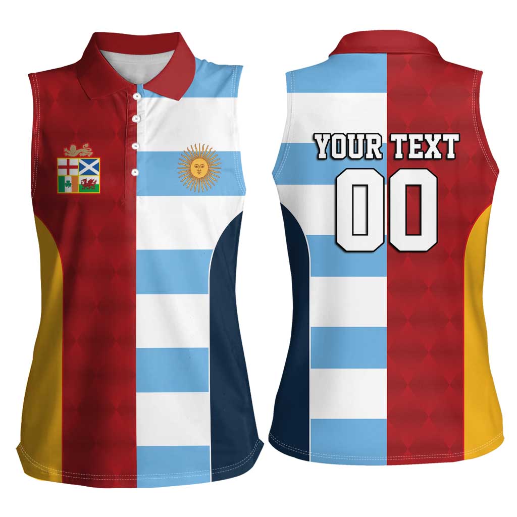 Custom British Lions-Argentina Women Sleeveless Polo Shirt Sporty Style