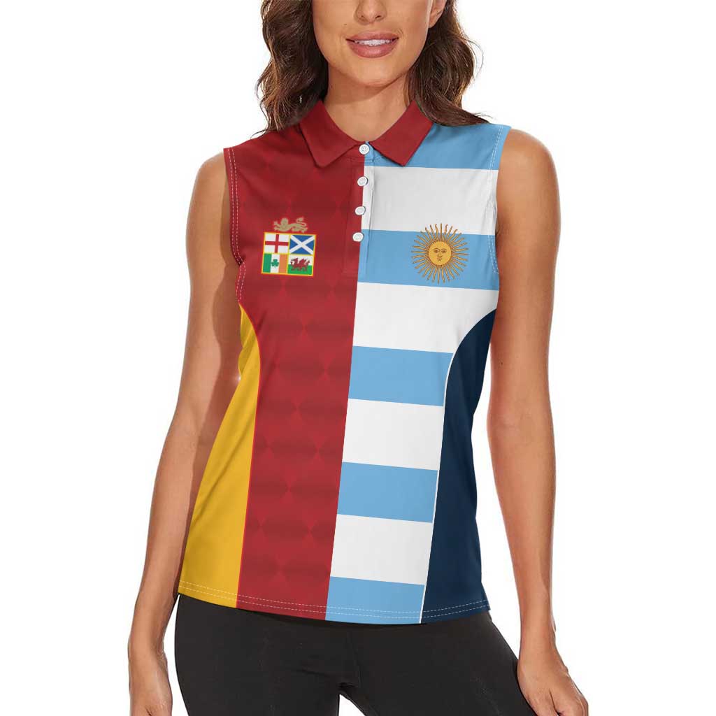 Custom British Lions-Argentina Women Sleeveless Polo Shirt Sporty Style