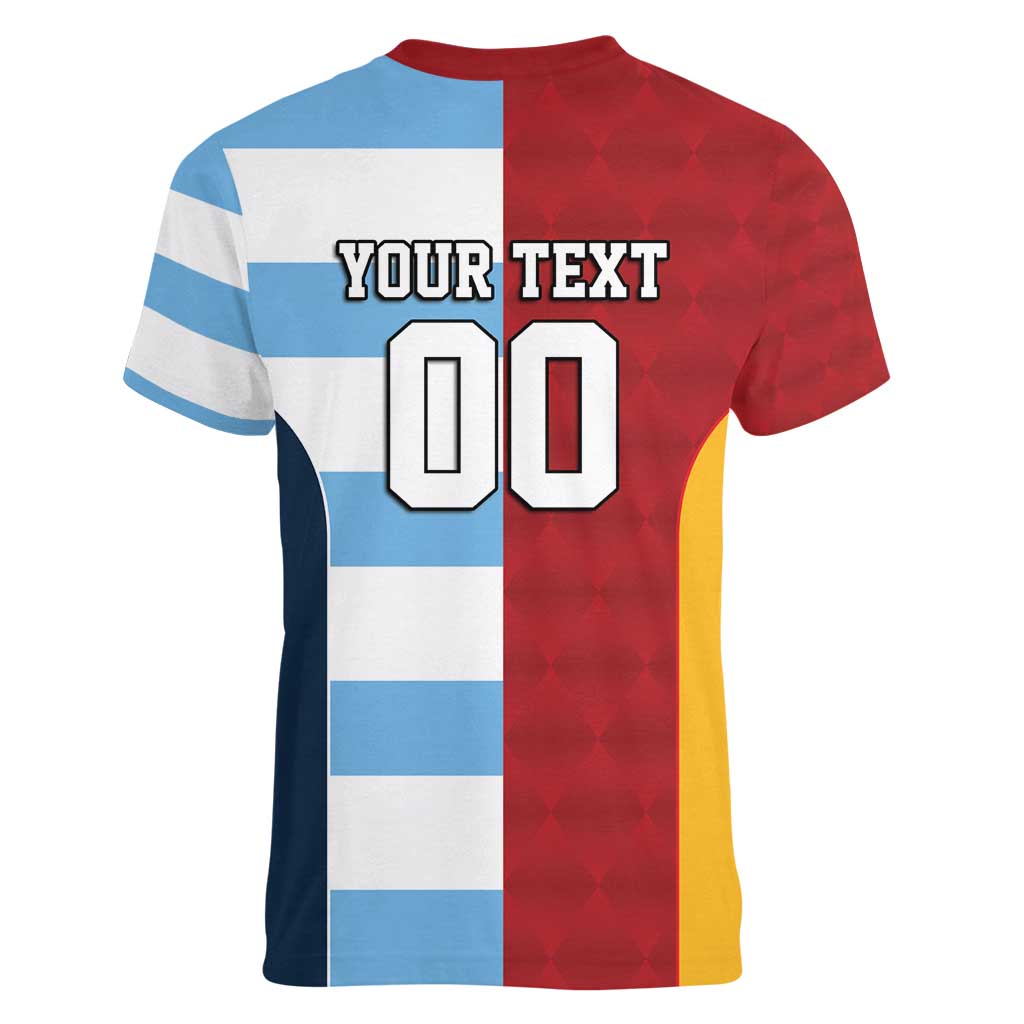 Custom British Lions-Argentina Women V-Neck T-Shirt Sporty Style