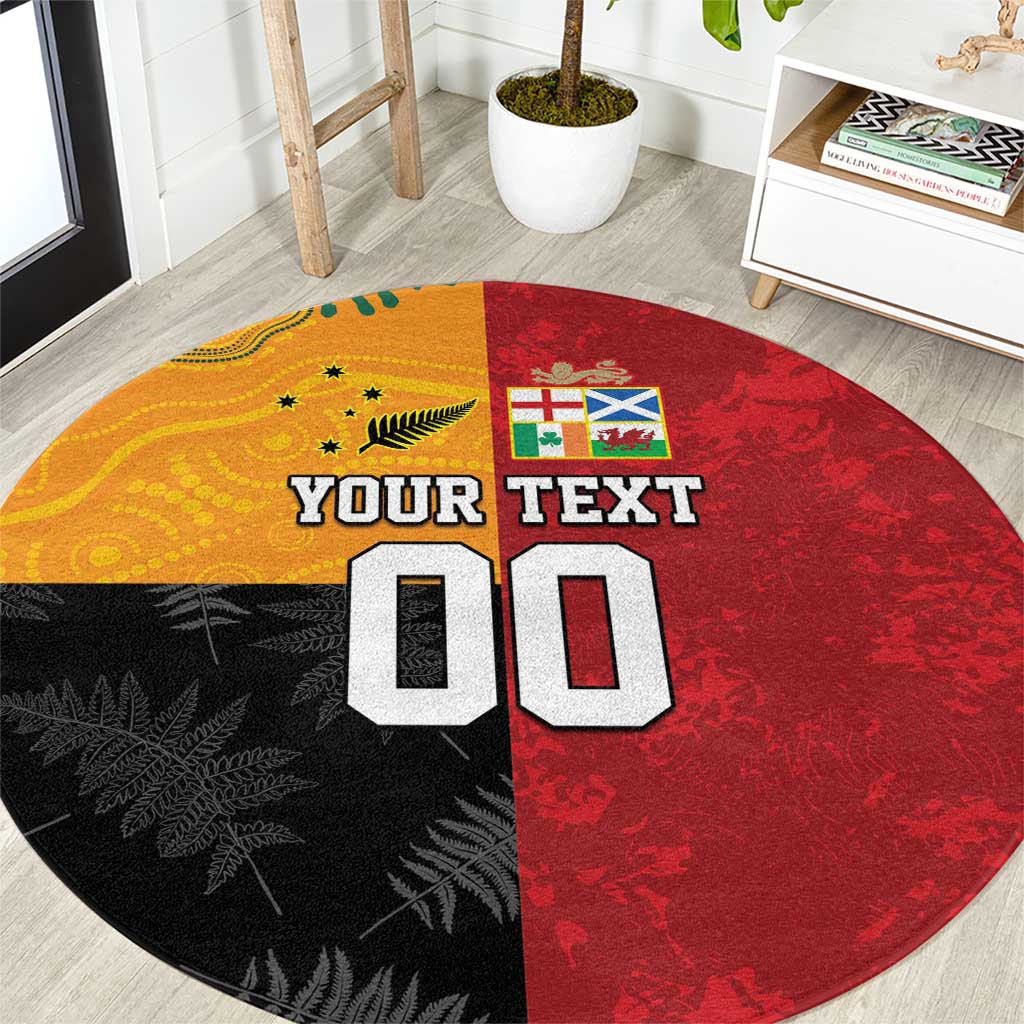 Custom British Lions-AUNZ Round Carpet Australia-New Zealand Indigenous Motif