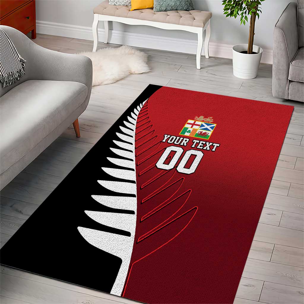 Custom British Lions New Zealand Area Rug Half Black Fern
