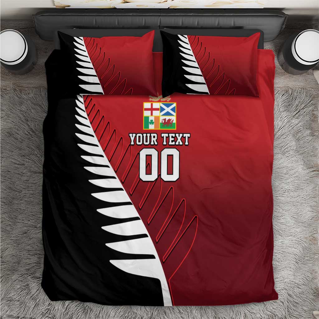 Custom British Lions New Zealand Bedding Set Half Black Fern