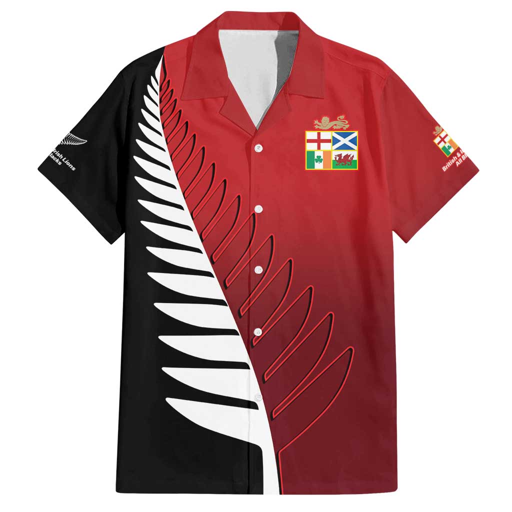 Custom British Lions New Zealand Family Matching Off Shoulder Maxi Dress and Hawaiian Shirt Half Black Fern