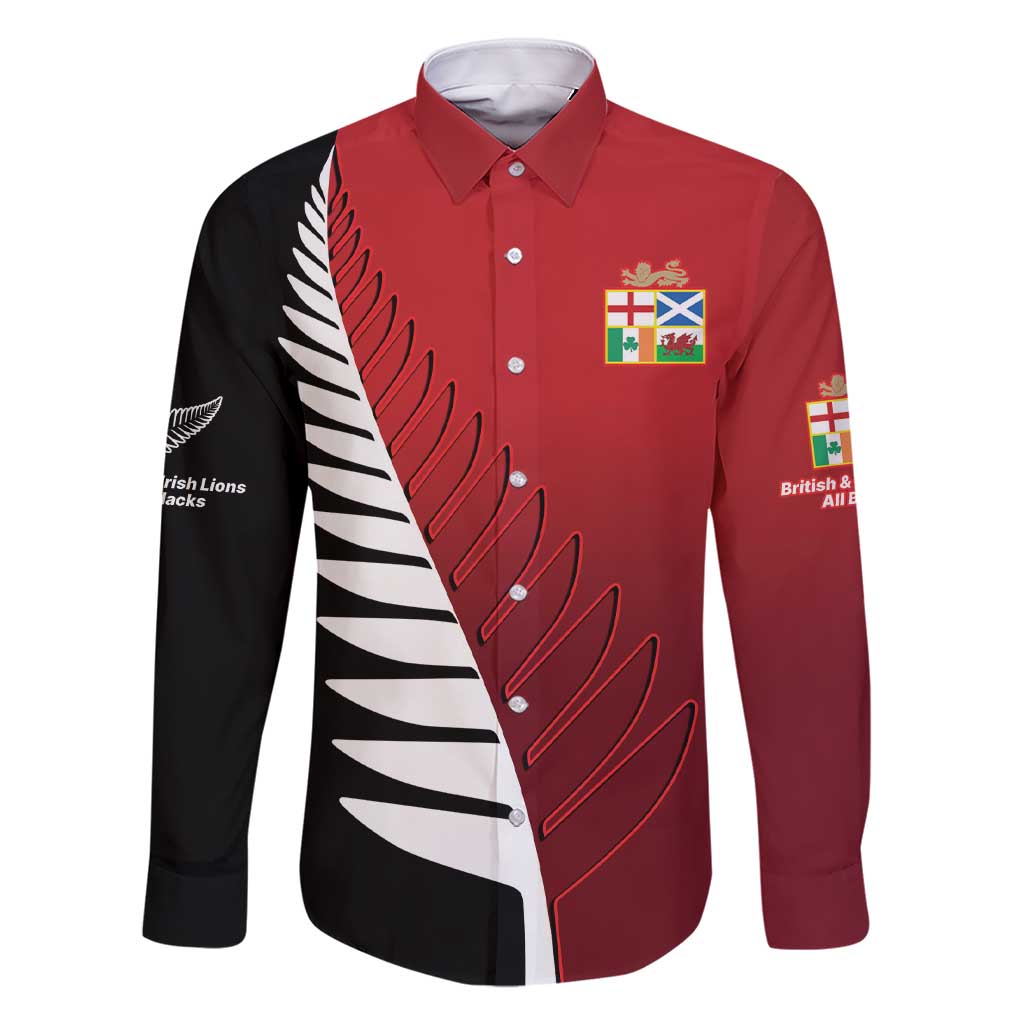 Custom British Lions New Zealand Family Matching Short Sleeve Bodycon Dress and Hawaiian Shirt Half Black Fern