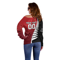 Custom British Lions New Zealand Off Shoulder Sweater Half Black Fern