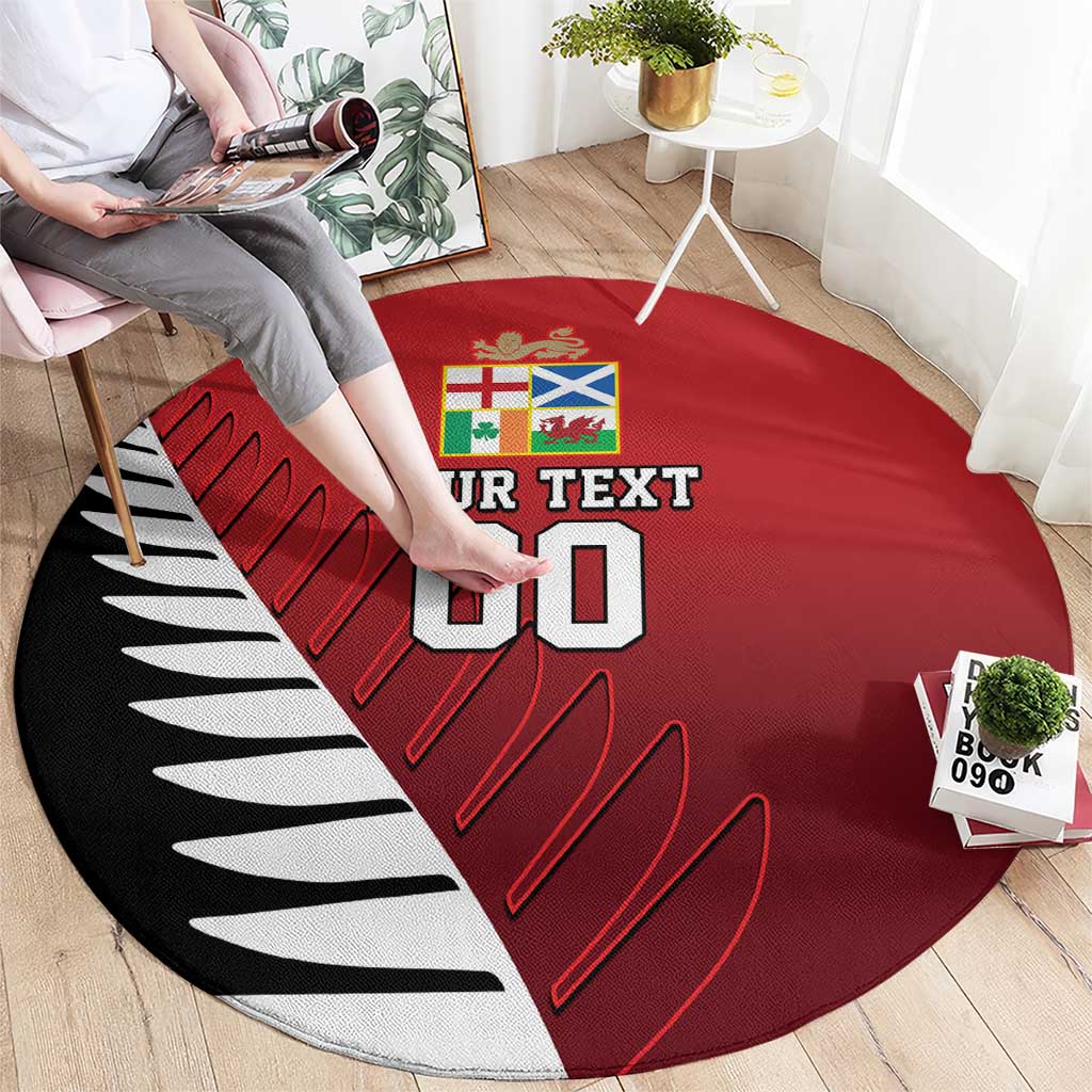 Custom British Lions New Zealand Round Carpet Half Black Fern