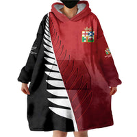 Custom British Lions New Zealand Wearable Blanket Hoodie Half Black Fern