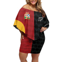 Custom British Lions New Zealand Family Matching Off Shoulder Short Dress and Hawaiian Shirt Sporty Style