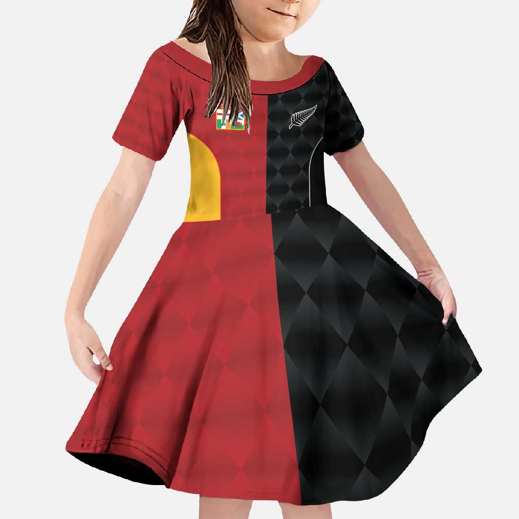 Custom British Lions New Zealand Family Matching Short Sleeve Bodycon Dress and Hawaiian Shirt Sporty Style