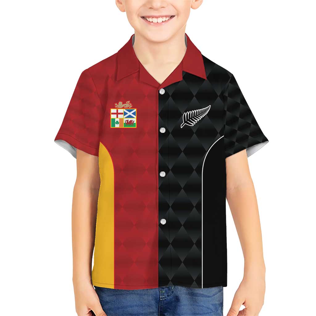 Custom British Lions New Zealand Family Matching Short Sleeve Bodycon Dress and Hawaiian Shirt Sporty Style