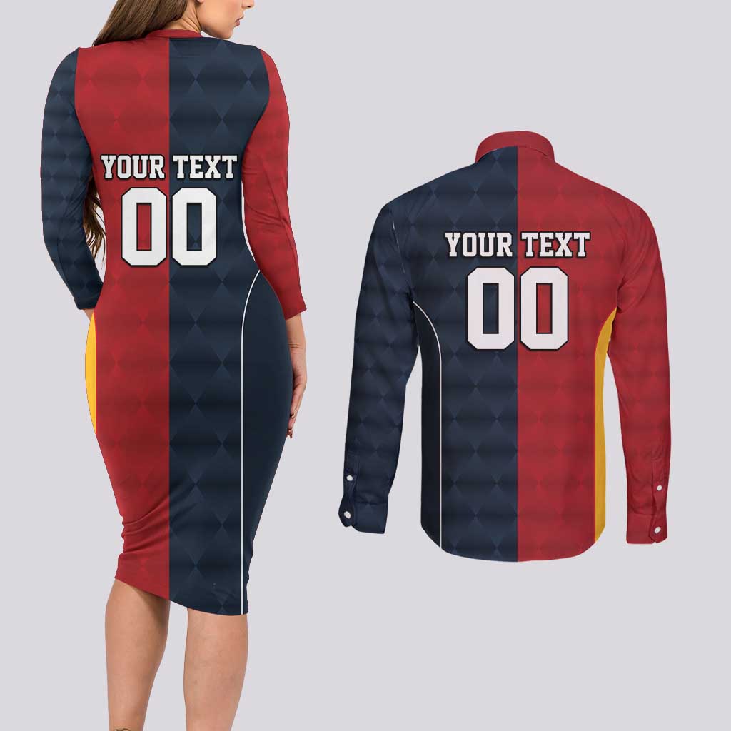 Custom British Lions Australia ACT Couples Matching Long Sleeve Bodycon Dress and Long Sleeve Button Shirt Sporty Style