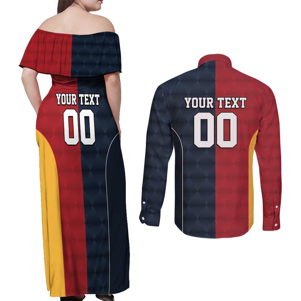 Custom British Lions Australia ACT Couples Matching Off Shoulder Maxi Dress and Long Sleeve Button Shirt Sporty Style