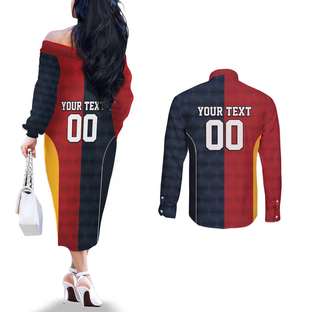 Custom British Lions Australia ACT Couples Matching Off The Shoulder Long Sleeve Dress and Long Sleeve Button Shirt Sporty Style