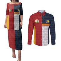 Custom British Lions Australia ACT Couples Matching Puletasi and Long Sleeve Button Shirt Sporty Style
