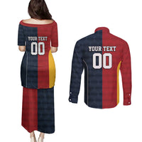 Custom British Lions Australia ACT Couples Matching Puletasi and Long Sleeve Button Shirt Sporty Style