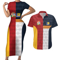 Custom British Lions Australia ACT Couples Matching Short Sleeve Bodycon Dress and Hawaiian Shirt Sporty Style