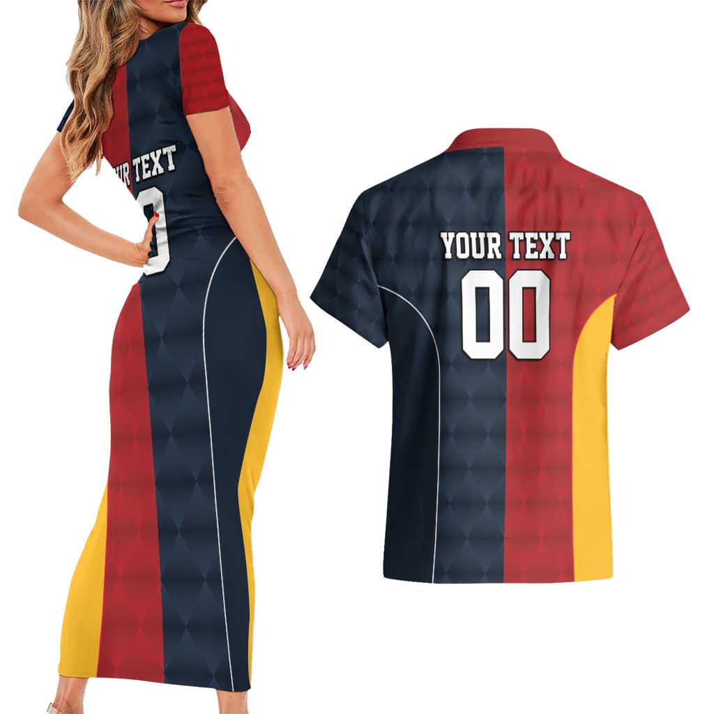 Custom British Lions Australia ACT Couples Matching Short Sleeve Bodycon Dress and Hawaiian Shirt Sporty Style