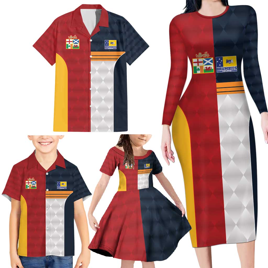 Custom British Lions Australia ACT Family Matching Long Sleeve Bodycon Dress and Hawaiian Shirt Sporty Style