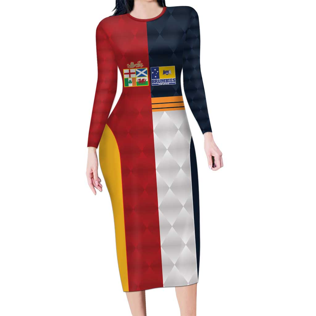 Custom British Lions Australia ACT Family Matching Long Sleeve Bodycon Dress and Hawaiian Shirt Sporty Style