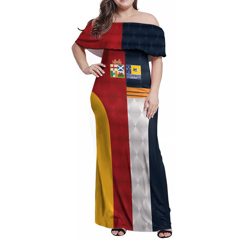 Custom British Lions Australia ACT Family Matching Off Shoulder Maxi Dress and Hawaiian Shirt Sporty Style