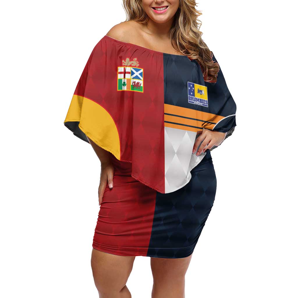 Custom British Lions Australia ACT Family Matching Off Shoulder Short Dress and Hawaiian Shirt Sporty Style