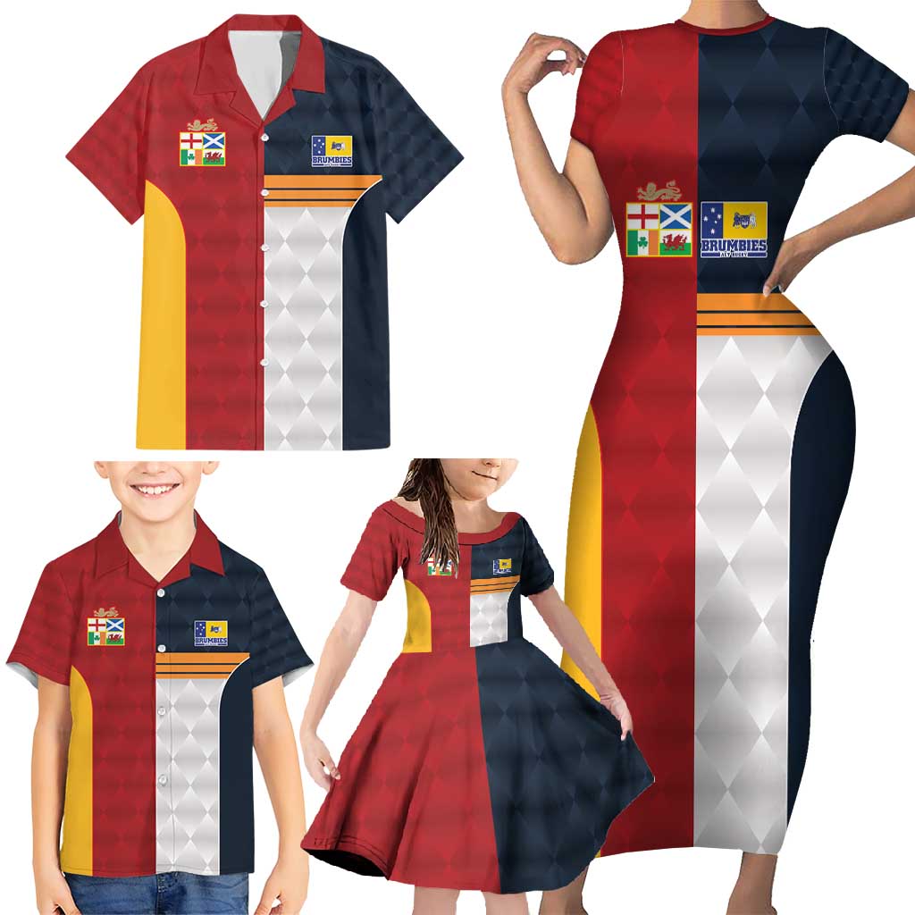 Custom British Lions Australia ACT Family Matching Short Sleeve Bodycon Dress and Hawaiian Shirt Sporty Style