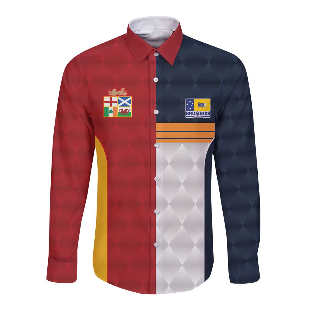 Custom British Lions Australia ACT Long Sleeve Button Shirt Sporty Style