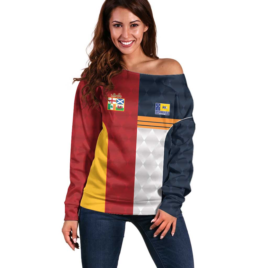 Custom British Lions Australia ACT Off Shoulder Sweater Sporty Style