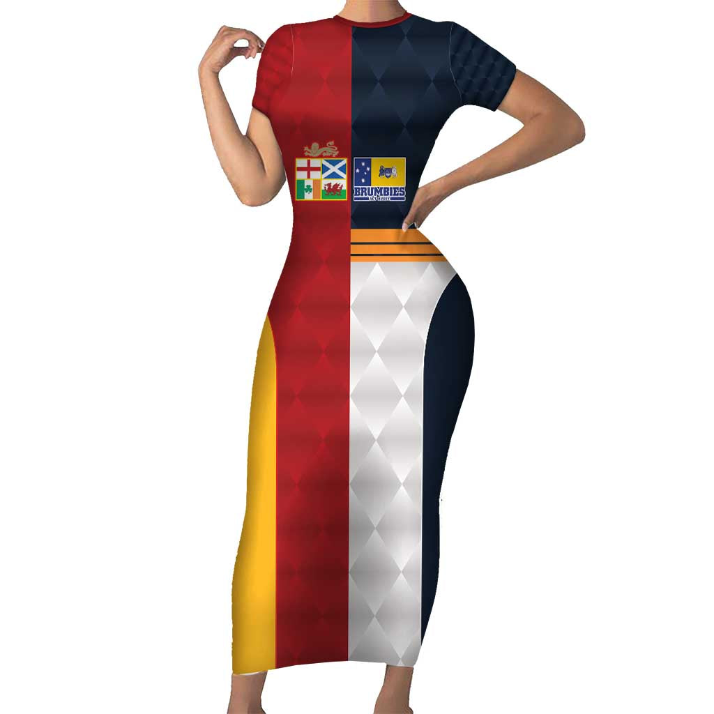 Custom British Lions Australia ACT Short Sleeve Bodycon Dress Sporty Style