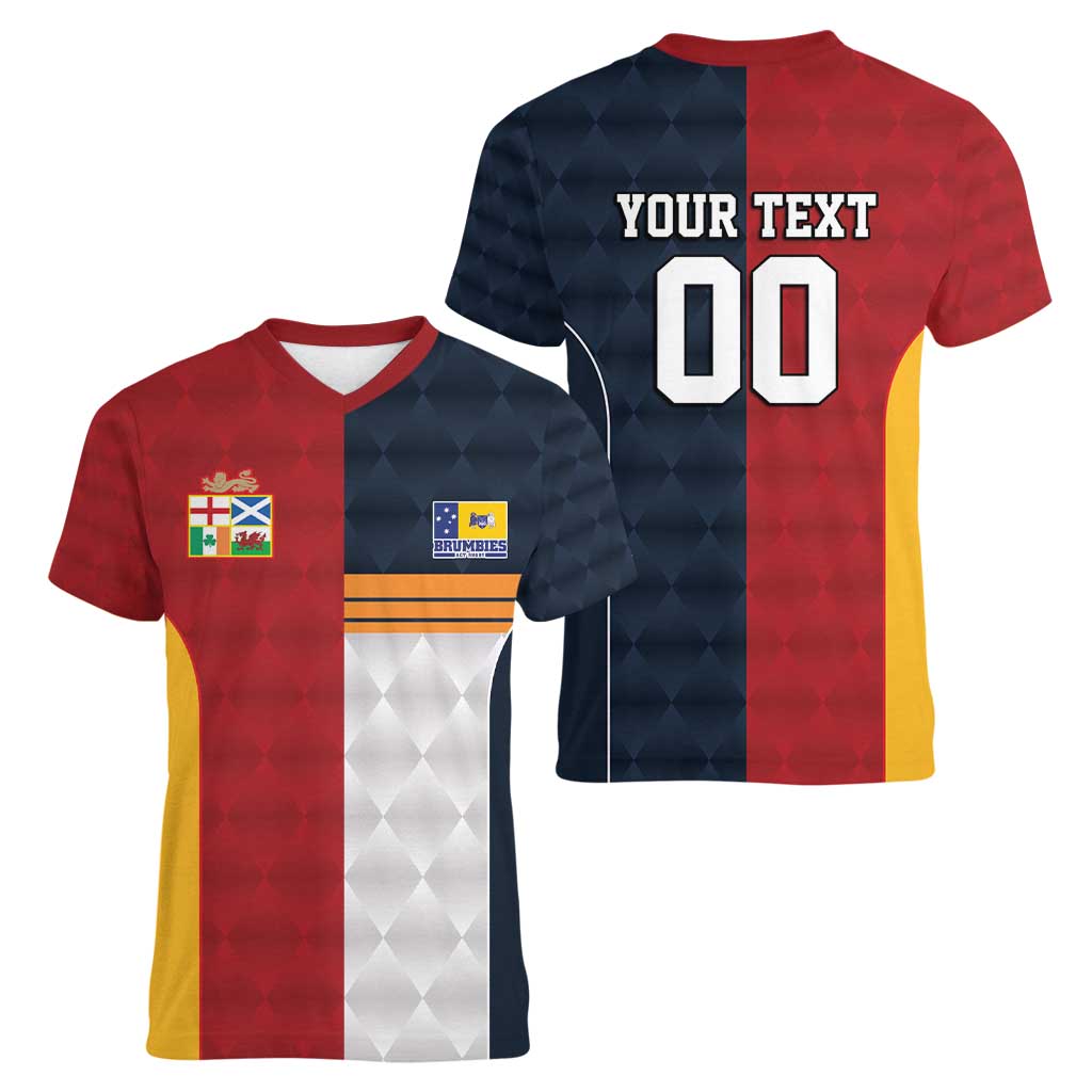 Custom British Lions Australia ACT Women V-Neck T-Shirt Sporty Style